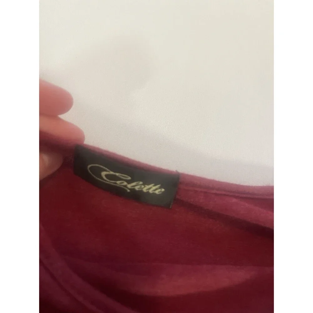 Colette Burgundy Cold Shoulder Top XS | Soft Stretch Knit Blouse - Picture 5 of 7